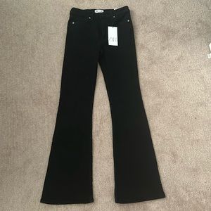 Black Zara Mid-Rise Full Length Flare Pant